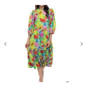 NEW BRITON COURT margherita midi dress in fruit print Size XS